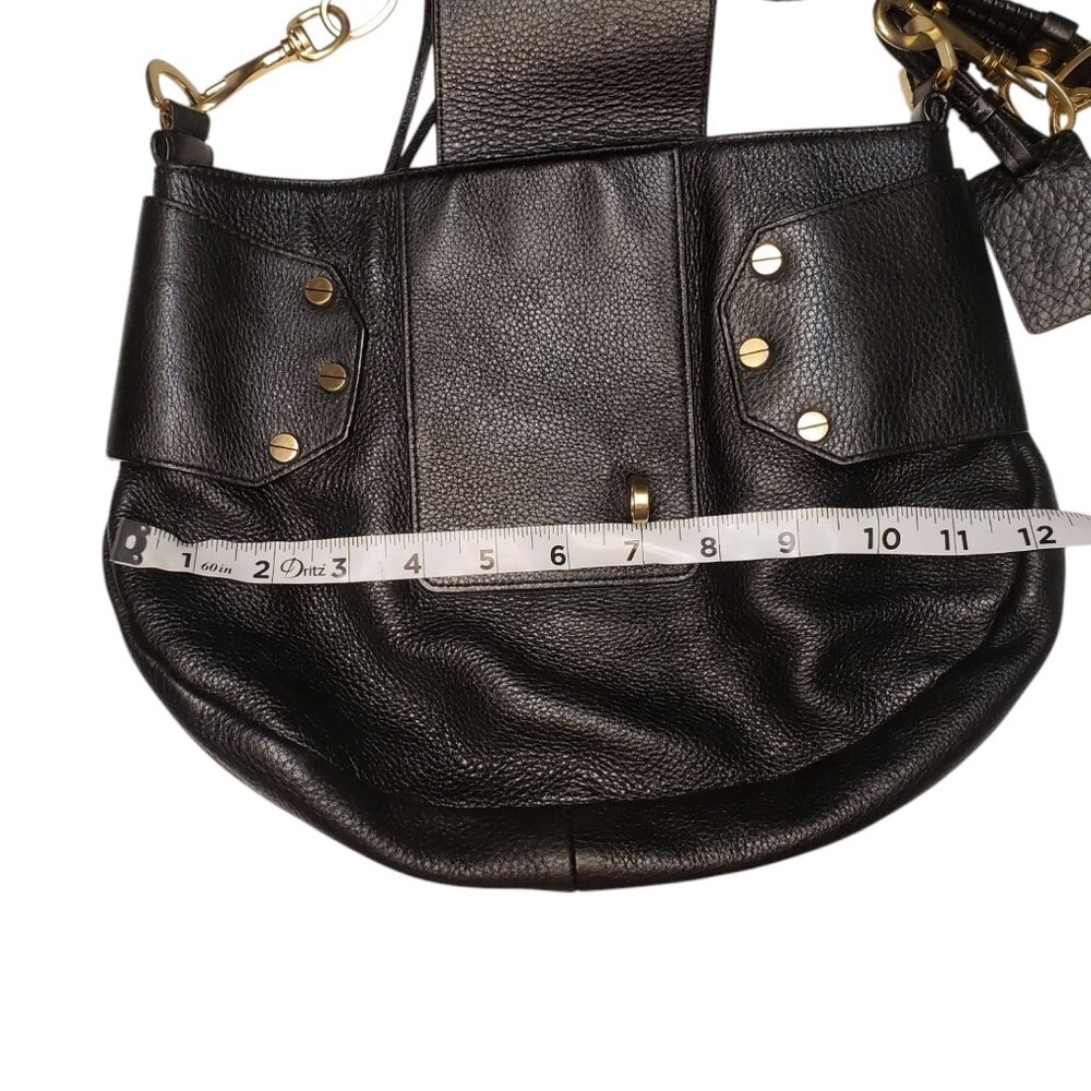 Alexis Hudson Vintage Black Pebbled Leather Dead Bolt Shoulder Bag - Picture 10 of 11